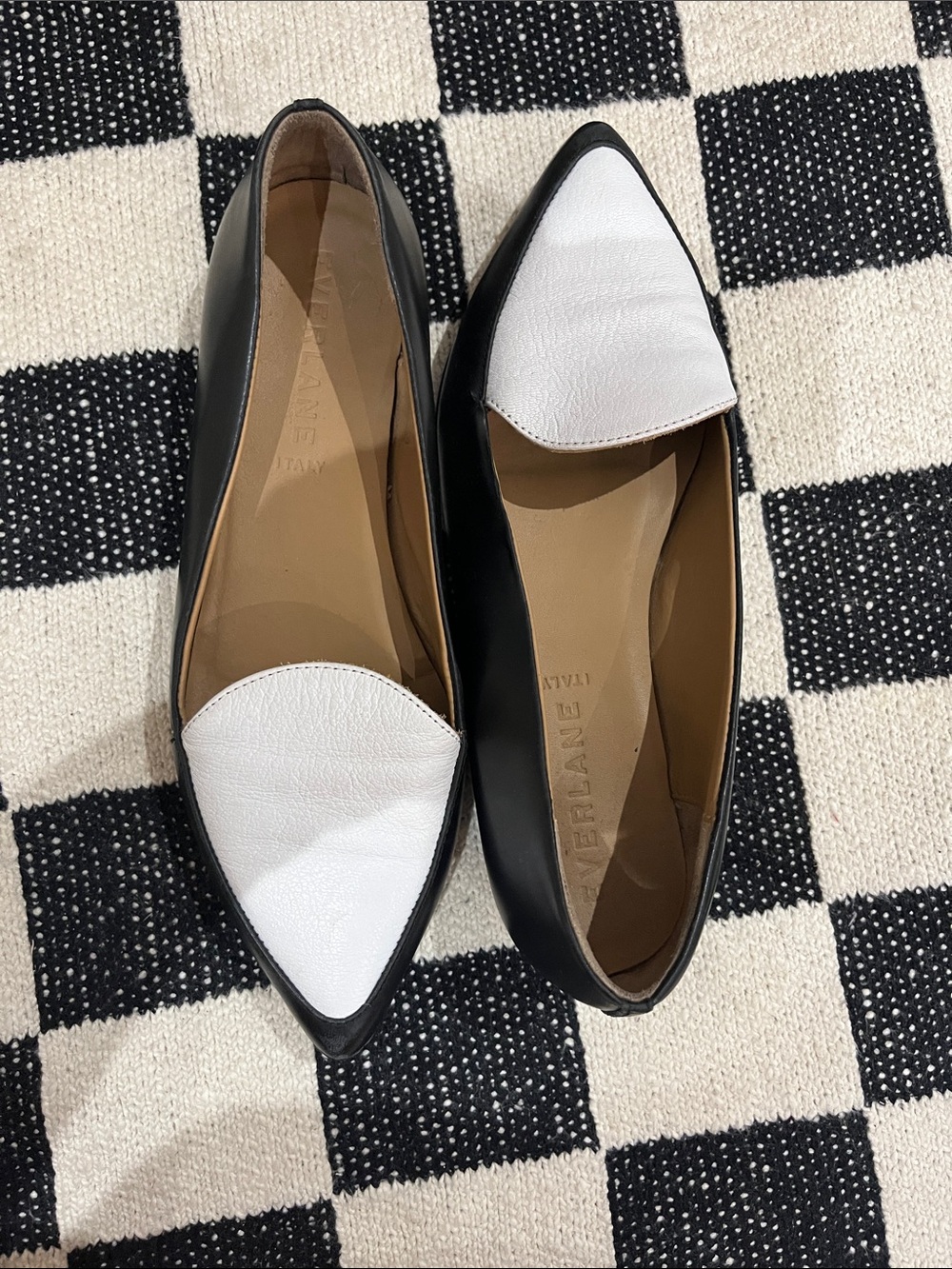 Everlane Two-Tone Black and White real leather Loafers.